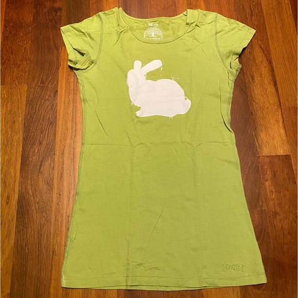 Y2K Roots Rabbit Green T-shirt vintage cap sleeves - Picture 1 of 9